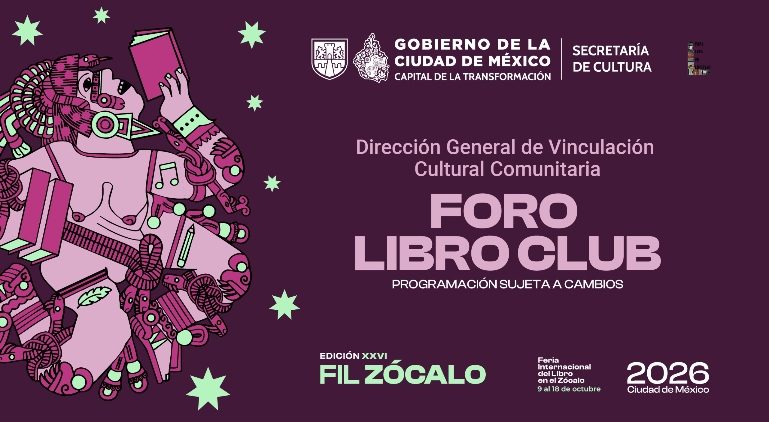 Flyer de XXVI FIL ZÓCALO | FORO LIBRO CLUB | 14 DE OCTUBRE
